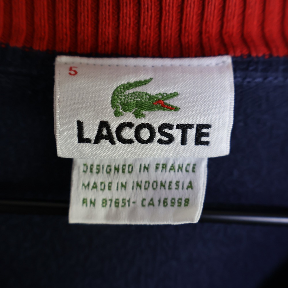 Lacoste V-Neck Sweater Size 5/Large Preppy Classic Navy Blue Cotton Knit Logo - Picture 3 of 12